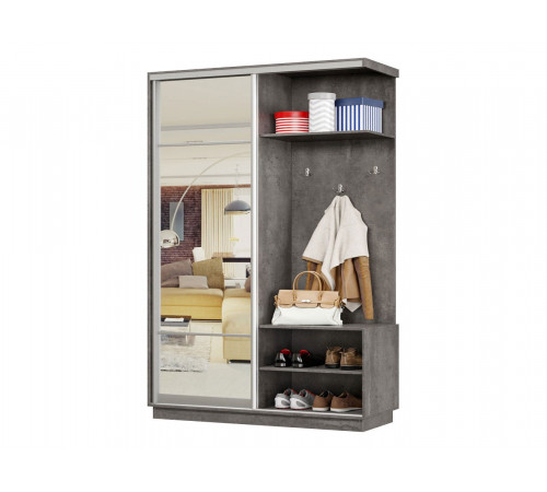 Прихожая Хочу домой Маршал Лайт Бетон / Зеркало / Серебро, алюминий Правая 45 см