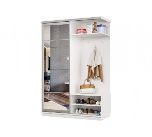 Прихожая Хочу домой Маршал Лайт Белый / Зеркало / Серебро, алюминий Правая 60 см