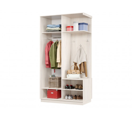 Прихожая Хочу домой Маршал Лайт Ясень Анкор светлый / Зеркало / Серебро, алюминий Правая 60 см