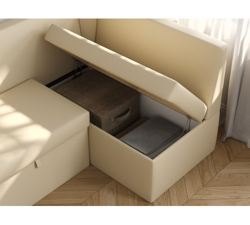 Кухонный диван Салотти Густаво, Гринвич Бежевый, экокожа Бежевый, экокожа