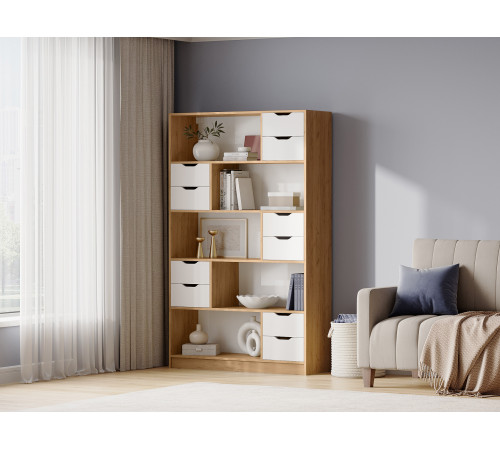 Стеллаж Правила мебели Юджин Дуб Крафт С ящиками