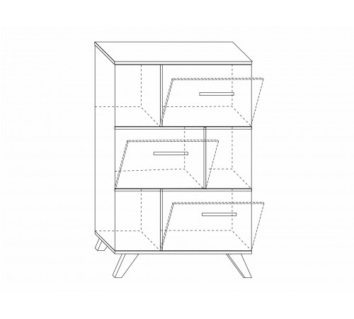 Стеллаж Кураж Вега Скандинавия Дуб Каньон / Белый / Белый глянец Дуб Каньон / Белый / Белый глянец