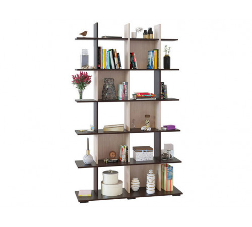 Стеллаж Сокол СТ-6 Венге / Беленый дуб Венге / Беленый дуб