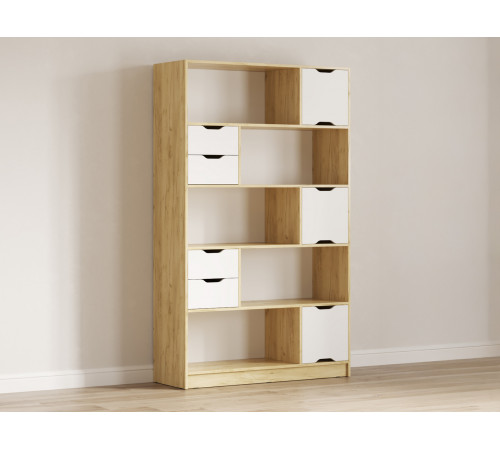 Стеллаж Правила мебели Юджин Дуб Крафт С дверцами и ящиками