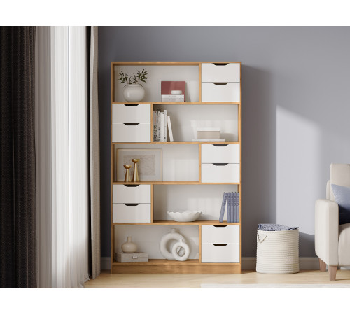 Стеллаж Правила мебели Юджин Дуб Крафт С ящиками