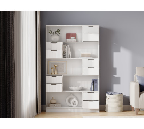 Стеллаж Правила мебели Юджин Белый С ящиками