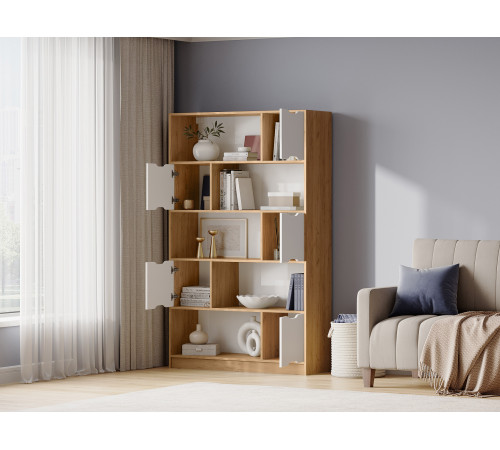 Стеллаж Правила мебели Юджин Дуб Крафт С дверцами