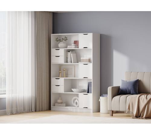 Стеллаж Правила мебели Юджин Белый С дверцами и ящиками