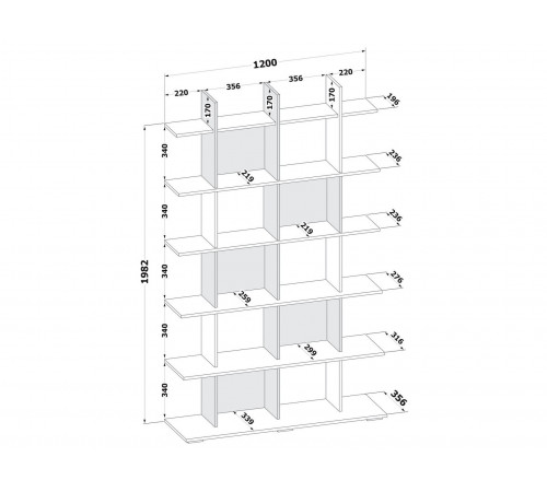 Стеллаж Сокол СТ-6 Венге / Беленый дуб Венге / Беленый дуб