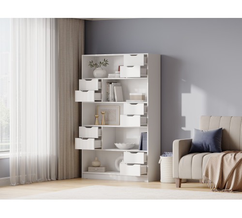 Стеллаж Правила мебели Юджин Белый С ящиками