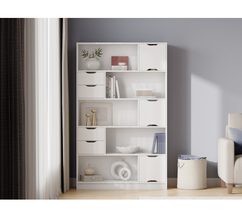 Стеллаж Правила мебели Юджин Белый С дверцами и ящиками