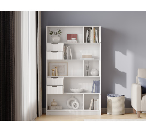 Стеллаж Правила мебели Юджин Белый С дверцами и ящиками