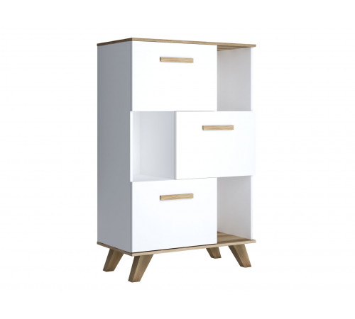 Стеллаж Кураж Вега Скандинавия Дуб Каньон / Белый / Белый глянец Дуб Каньон / Белый / Белый глянец