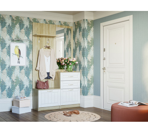 Обувница Сильва Оливия Лайт Дуб Сонома / Белое дерево Дуб Сонома / Белое дерево