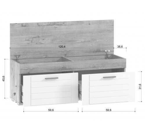 Обувница Сильва Ливорно Дуб Бунратти / Софт графит  Дуб Бунратти / Софт графит