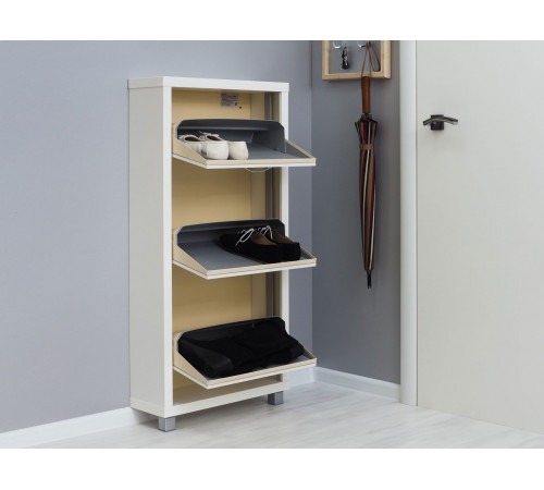 Обувница IRONNORI Люкс 3 Белый шагрень Белый шагрень