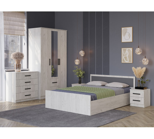 Двуспальная кровать BTS Фиеста Дуб Крафт белый С реечным основанием 140х200 см