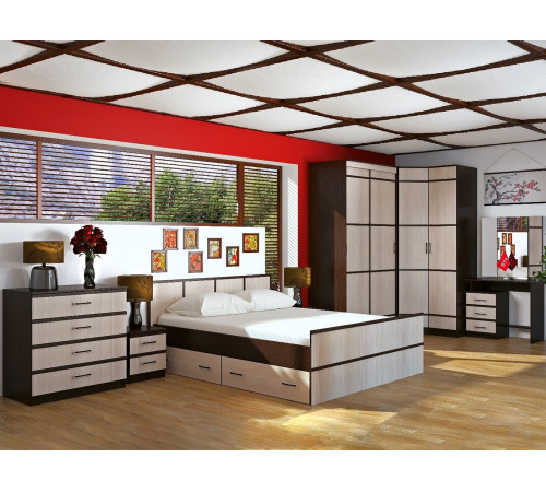 Двуспальная кровать BTS Сакура Венге / Лоредо С основанием настил 160х200 см