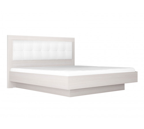 Двуспальная кровать Кураж Парма Нео Делюкс ПМ Ясень Анкор светлый / Экокожа белая 180х200 см