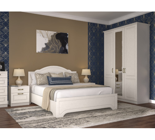 Двуспальная кровать Моби Ливерпуль  Ясень Ваниль / Белый Ясень Ваниль / Белый 160х200 см