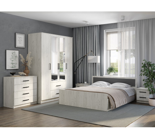 Двуспальная кровать BTS Фиеста Дуб Крафт белый С реечным основанием 140х200 см