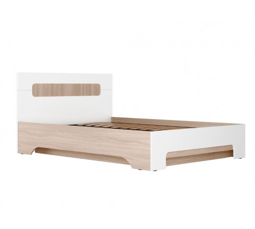Двуспальная кровать МК СТИЛЬ Палермо С Ясень Шимо светлый / Белый глянец С основанием и подъемным механизмом 140х200 см