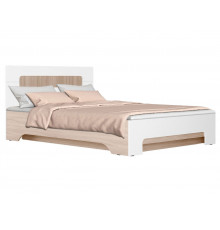 Двуспальная кровать МК СТИЛЬ Палермо С Ясень Шимо светлый / Белый глянец С основанием и подъемным механизмом 140х200 см