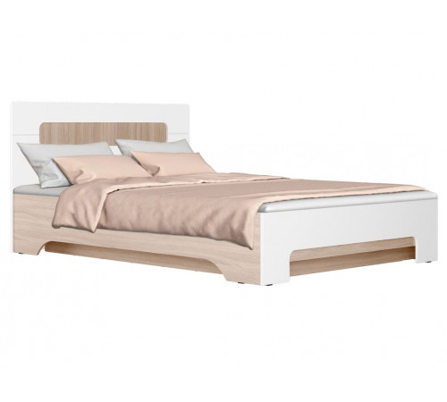 Двуспальная кровать МК СТИЛЬ Палермо С Ясень Шимо светлый / Белый глянец С основанием и подъемным механизмом 140х200 см