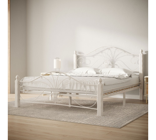 Двуспальная кровать Форвард-мебель Синди Кремовый, металл / Белый, массив 160х200 см