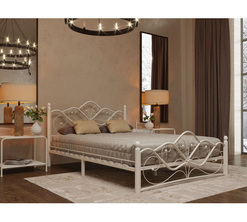 Двуспальная кровать Форвард-мебель Влада Кремово-белый, металл 180х200 см
