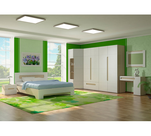 Двуспальная кровать МК СТИЛЬ Палермо С Ясень Шимо светлый / Белый глянец С основанием и подъемным механизмом 140х200 см