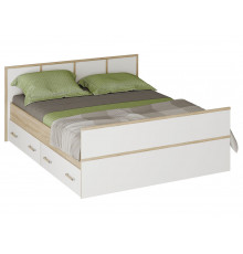 Двуспальная кровать BTS Сакура Дуб Сонома / Белый С основанием настил 160х200 см