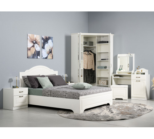 Двуспальная кровать Моби Ливерпуль  Ясень Ваниль / Белый Ясень Ваниль / Белый 160х200 см