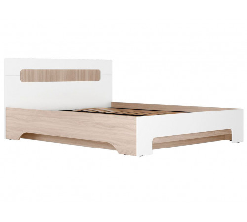 Двуспальная кровать МК СТИЛЬ Палермо С Ясень Шимо светлый / Белый глянец С основанием и подъемным механизмом 160х200 см