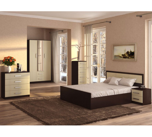 Двуспальная кровать BTS Фиеста Венге / Лоредо С реечным основанием 140х200 см