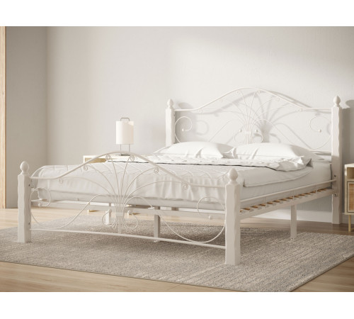 Двуспальная кровать Форвард-мебель Синди Кремовый, металл / Белый, массив 160х200 см