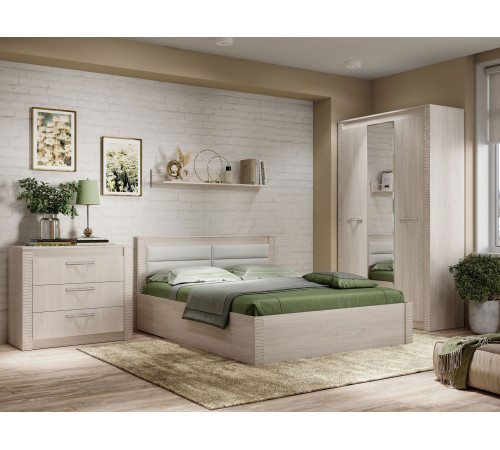 Настенная полка Мебелони Монако Белый ясень Белый ясень