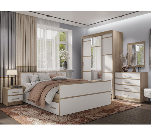 Прикроватная тумбочка BTS Сакура 2шт Дуб Сонома / Белый Дуб Сонома / Белый