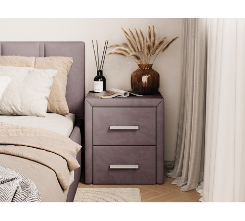 Прикроватная тумбочка Правила мебели Женева Какао, велюр Какао, велюр