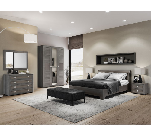 Прикроватная тумбочка Кураж Парма НЕО Лиственница темная / Экокожа дила Лиственница темная / Экокожа дила