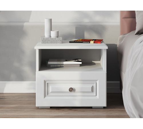 Прикроватная тумбочка Правила мебели Аврора Белый античный Белый античный