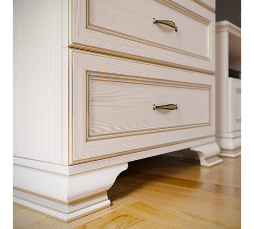 Прикроватная тумбочка Кураж Сиена Бодега белый, патина золото Бодега белый, патина золото