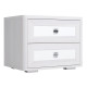 Прикроватная тумбочка Кураж Парма НЕО Ясень Анкор светлый / Экокожа белая Ясень Анкор светлый / Экокожа белая