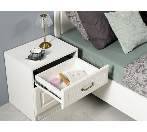 Прикроватная тумбочка Моби Ливерпуль Ясень Ваниль / Белый Ясень Ваниль / Белый