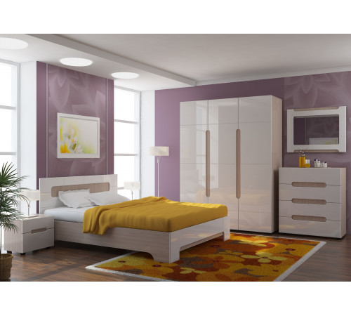 Прикроватная тумбочка МК СТИЛЬ Палермо Ясень Шимо светлый / Белый глянец Ясень Шимо светлый / Белый глянец