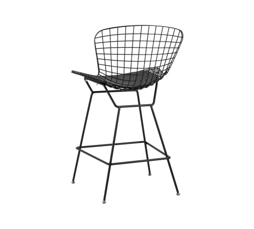 УТ000004222 Стул полубарный с низкой спинкой Bertoia, черный, с черной подушкой УТ000004222 Стул полубарный с низкой спинкой Bertoia, черный, с черной подушкой