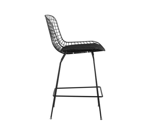 УТ000004222 Стул полубарный с низкой спинкой Bertoia, черный, с черной подушкой УТ000004222 Стул полубарный с низкой спинкой Bertoia, черный, с черной подушкой