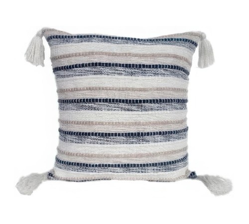 6162 Подушка, 45х45 см, 100% полиэстер, цвет белый с бежево-черным плетением