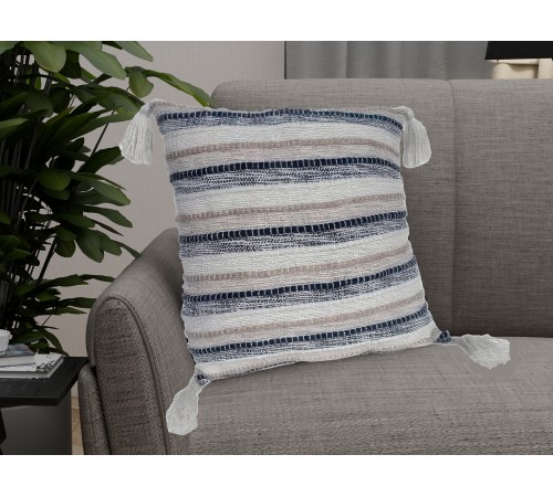 6162 Подушка, 45х45 см, 100% полиэстер, цвет белый с бежево-черным плетением