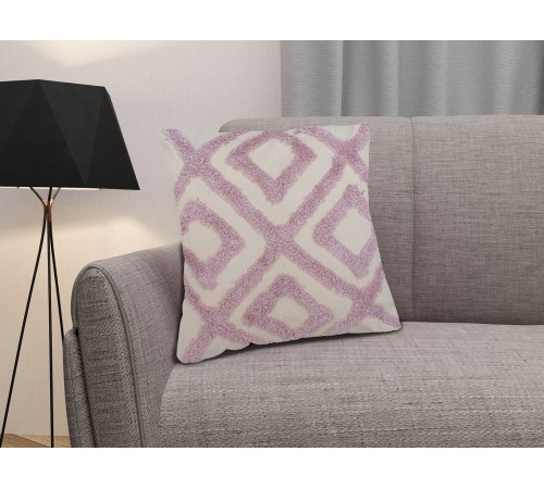 4371 Подушка, 40х40 см, 100% хлопок, с элементами тафтинга, чайная роза